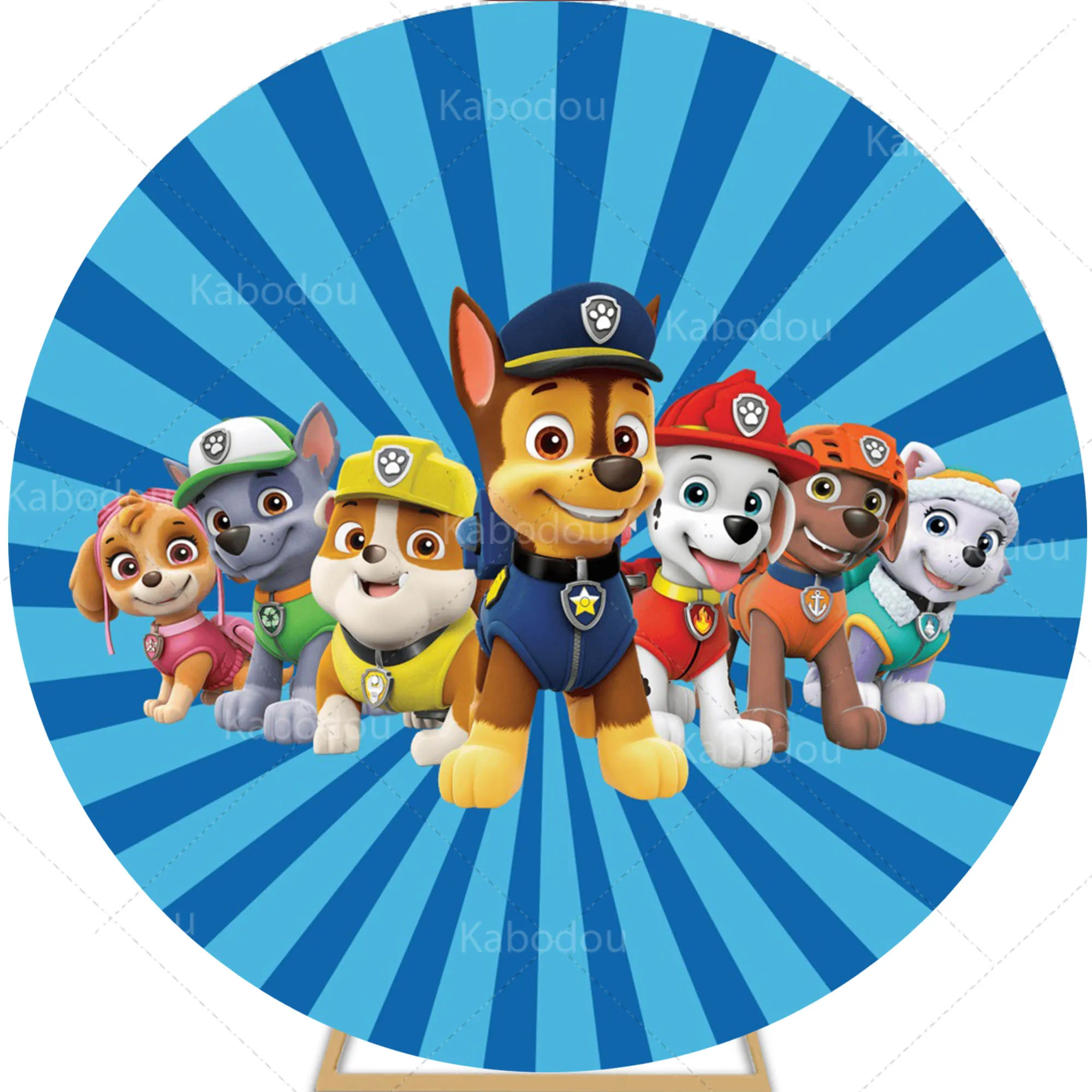 Paw Patrolls Round Backdrop Boys Birthday For Party Cartoon Dog Decoration Baby Shower Photography Background Circle Studio Prop