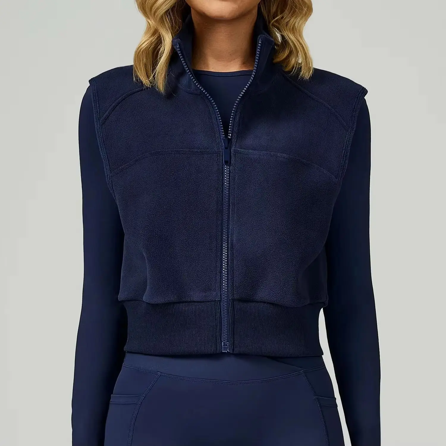 

Женский спортивный жилет, осенне-зимний утолщенный жилет без рукавов с высоким воротом, спортивная куртка на молнии, топы для бега в тренажерном зале, скалолазании и фитнеса