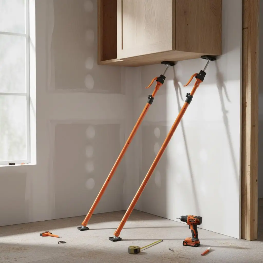 

Стальная телескопическая удлинительная штанга 49.2-114.6 дюймов для установки шкафов, подъема гипсокартона, поддержки грузов, 2 шт., грузоподъемность 198 фунтов