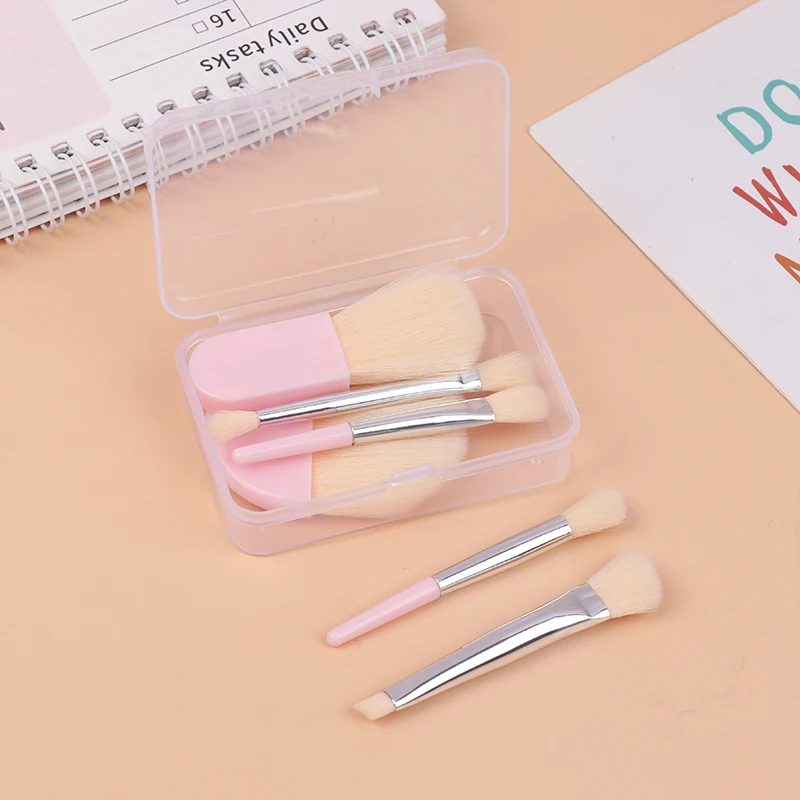 مجموعة فرش مكياج صغيرة للسفر مكونة من 6 قطع، فرشاة خافي عيوب البشرة الناعمة، أداة ظلال العيون، فرشاة الرموش، أدوات التجميل مع صندوق