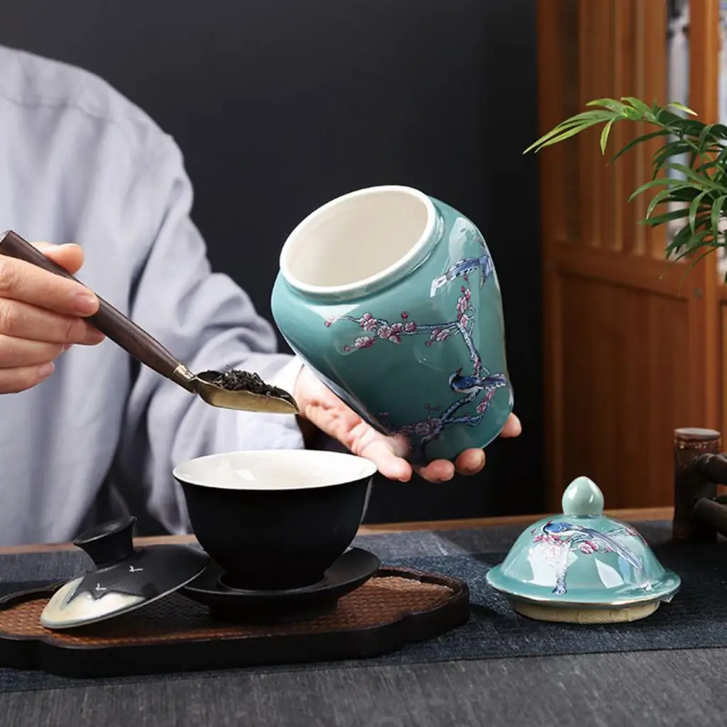 Ceramic Ginger Jar Tea Tin Flowerpot Display Storage Jar Candy Jar Gift Holder Vase for Flowers Room Home Decoration