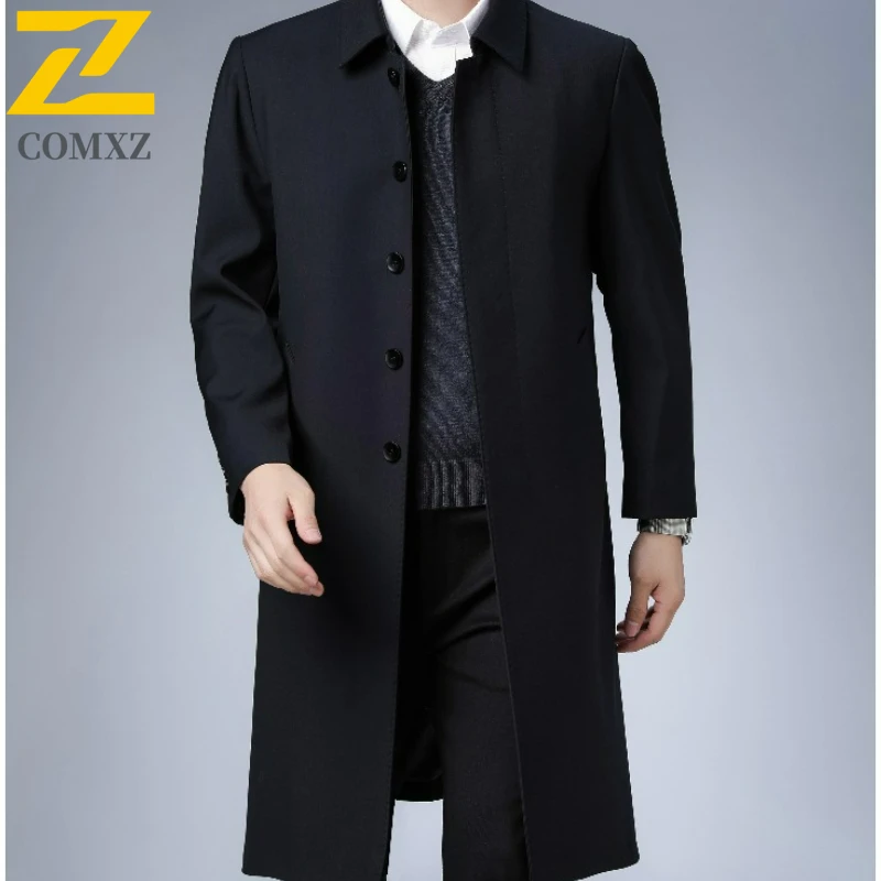 Autumn Men Jackets 2025 Light Luxury Long Knee Length Business Style Overcoat Classic Korean Fashion Breathable Trench Coat