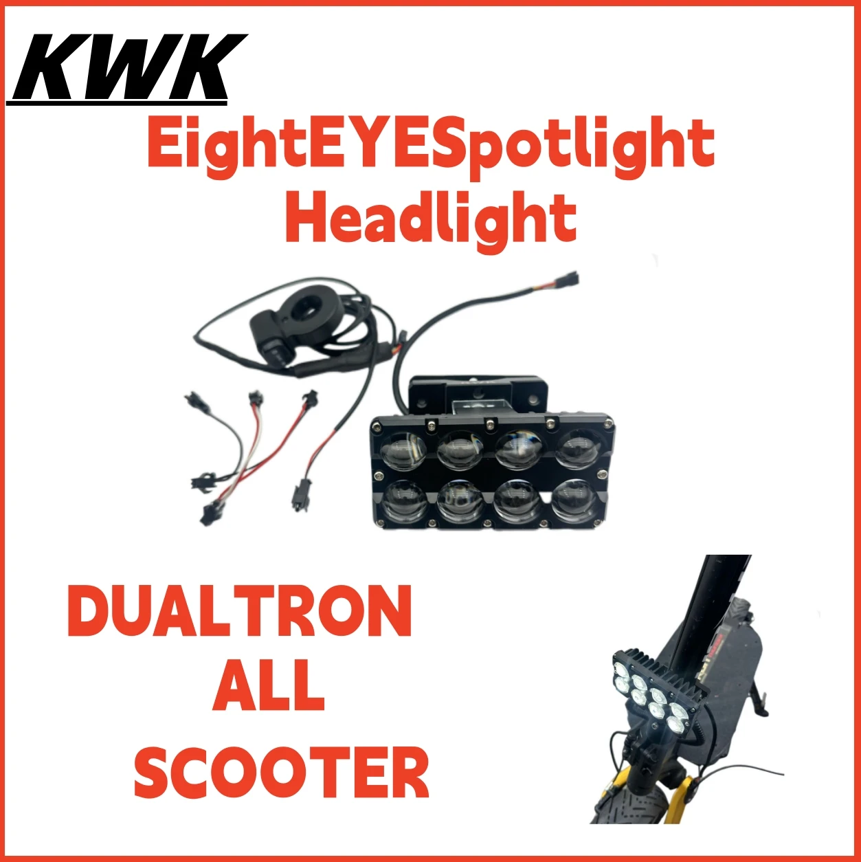 

Фара-прожектор с восемью глазами для всех скутеров Dualtron Thunder Victor Spider, электрический скутер MINIMOTORS, модифицированный с переключателем