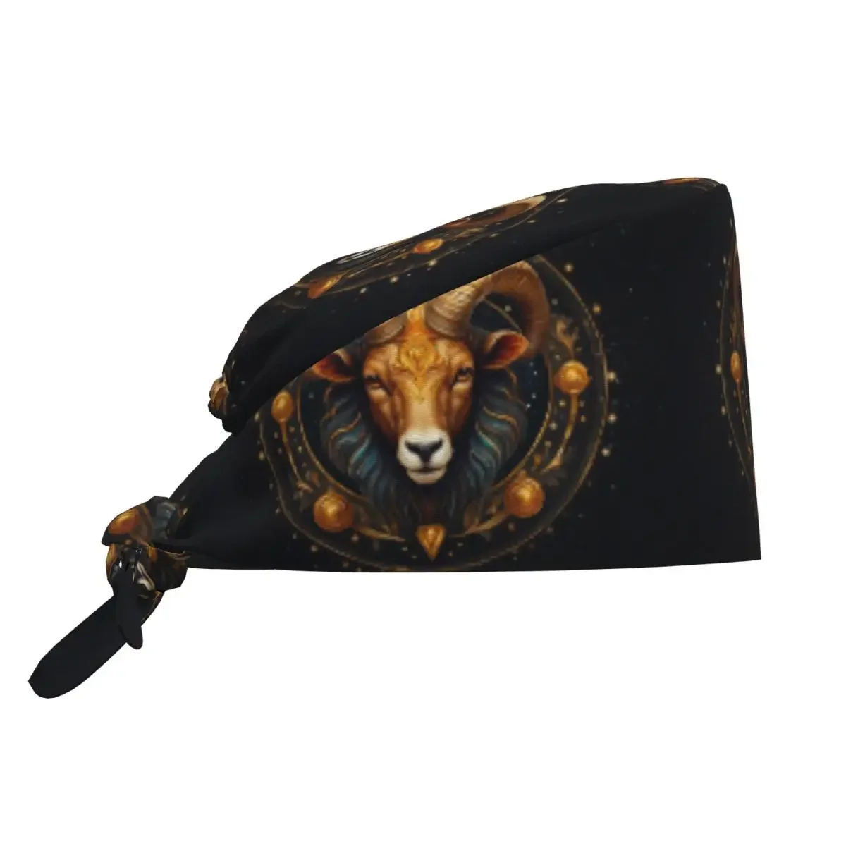Aries Zodiac Celestial Goat And Ram Horns Print Scrub Hat Doctor Working Surgical Cap Men Women Nursing Caps for Dentist
