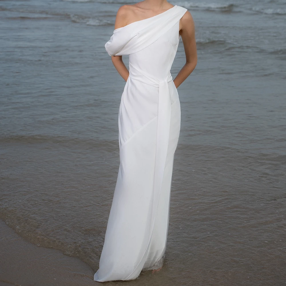 

Chiffon Boat Neck Sleeveless Floor Length Ribbons Straight Off the Shoulder Graceful and Temperament Bespoke Occasion Gowns 2024