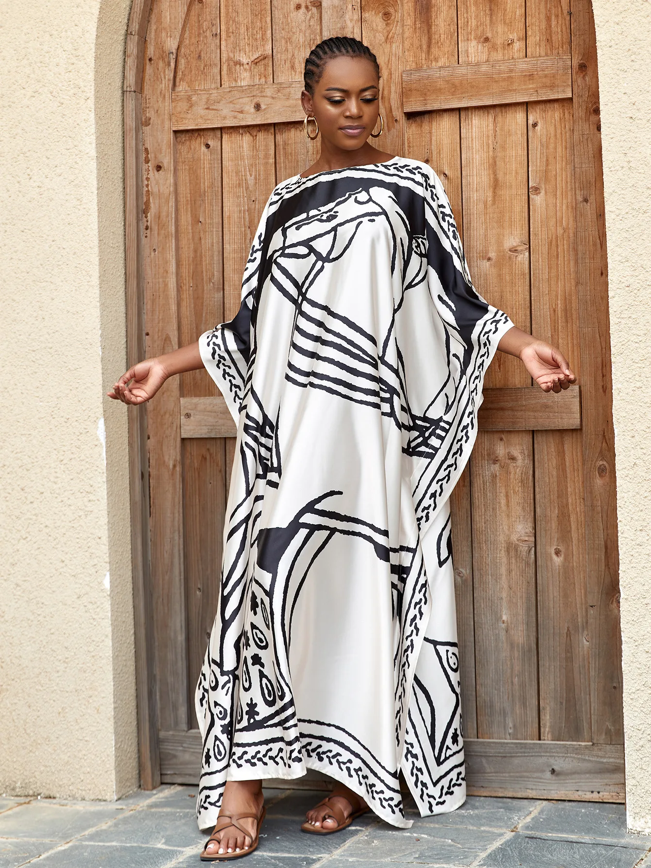 Robe caftan pour femmes, grande taille, manches chauve-souris hawaïennes, Cover-Up pour la plage, robes de maillot de bain d'été