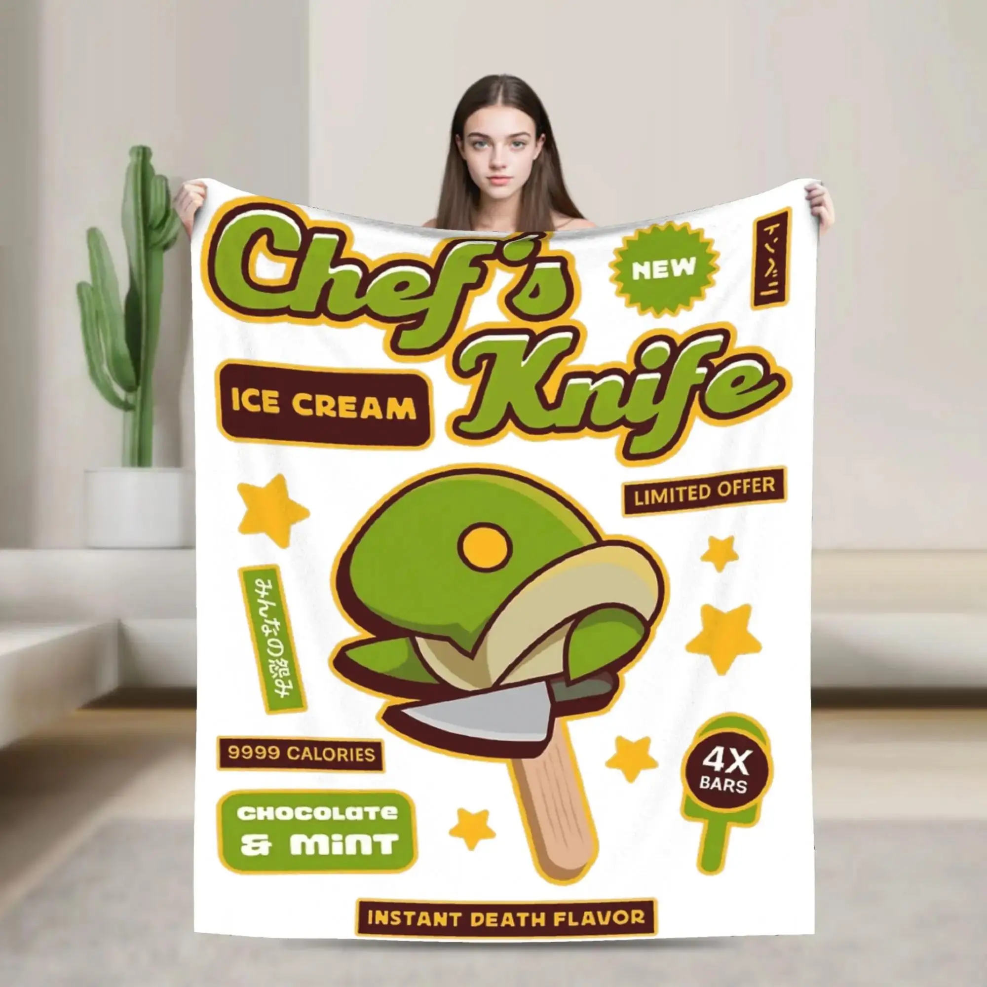 

Супертеплое фланелевое одеяло-плед для детей, для кемпинга, дивана, кровати, с дизайном Tonberry Ice Cream Final Game
