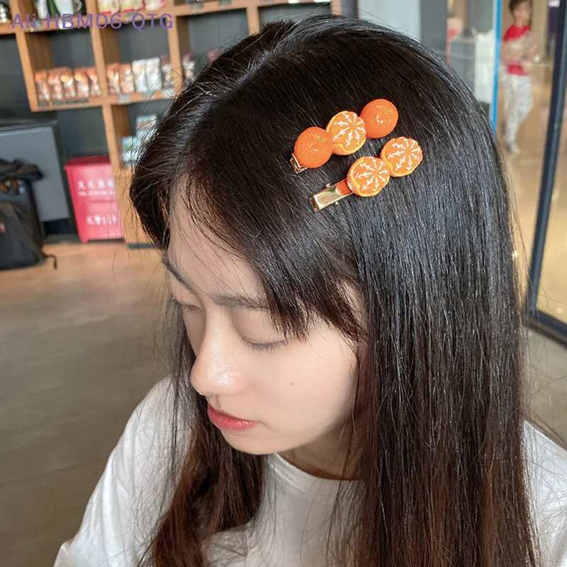 [Novedad] 2 piezas de pinzas para el pelo divertidas con diseño de naranja pelada, pinza lateral bonita para niña, pinza con diseño de fruta japonesa, pinza de pico de pato, accesorios para el pelo de moda online