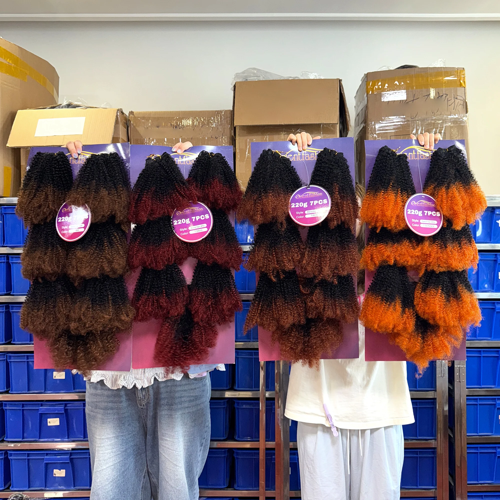 Oriental Fashion Ultra Soft Blended African Kink Hair Set with Closed Color Hair Weft
