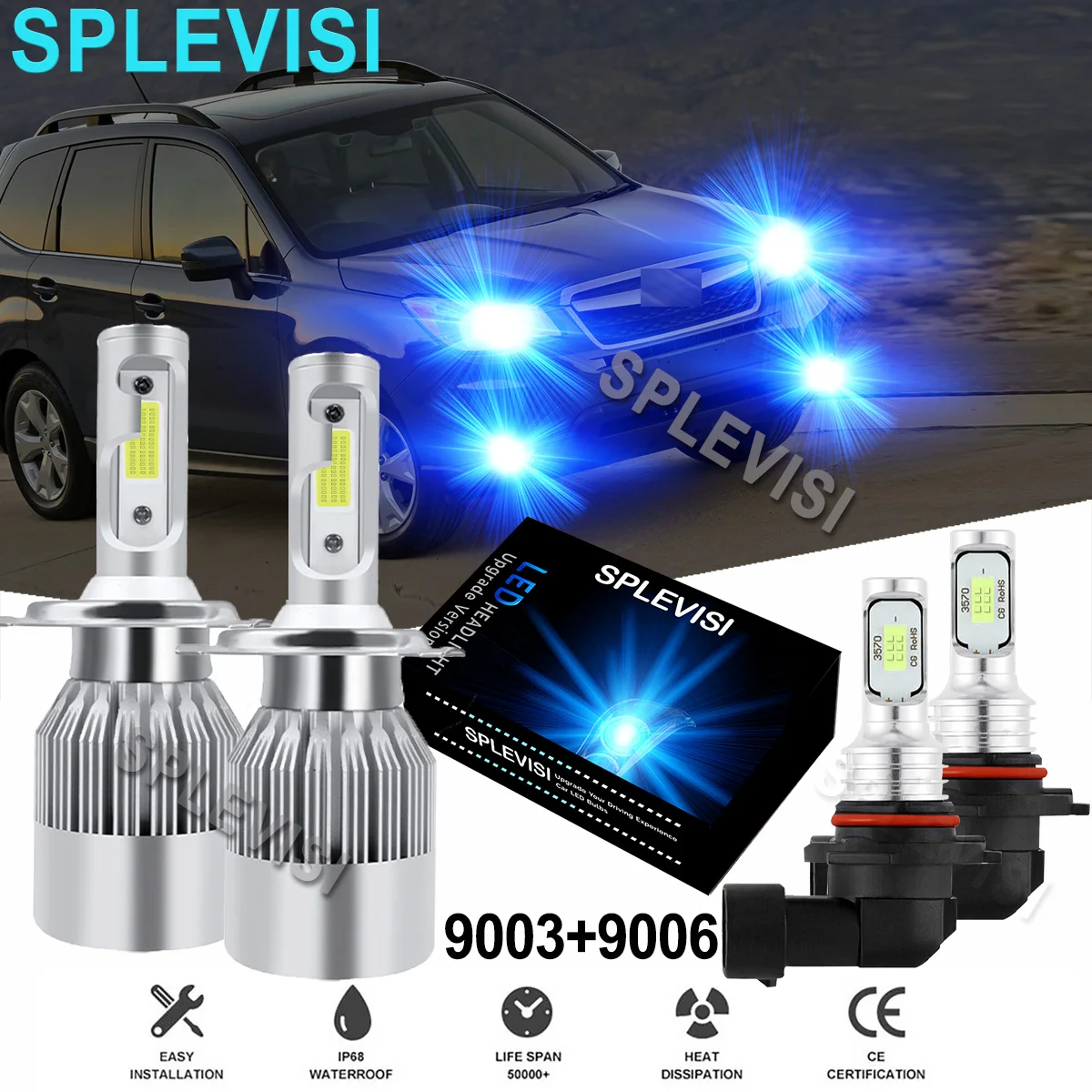 4x 9003 H4 Ice Blue Car Headlight 9006 Fog Light Bulbs For Hyundai Accent 2018 2019 2020 faros para auto bombillas led coche