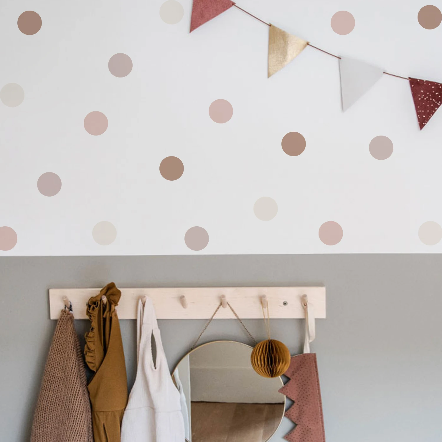Boho Cartoon Polka Dots adesivi murali per la camera dei bambini Baby Girl Boys Room Decoration Wallpaper Nordic Nursery Vintage decalcomanie