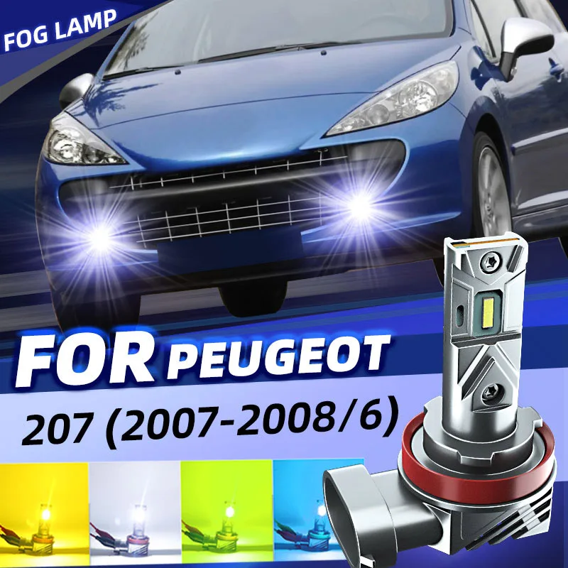 2pcs Car LED Front Fog Light Bulbs Dual Colors Switchback Lamps No Error For Peugeot 207 CC SW WK WA WC Hatchback Van 2006 2007