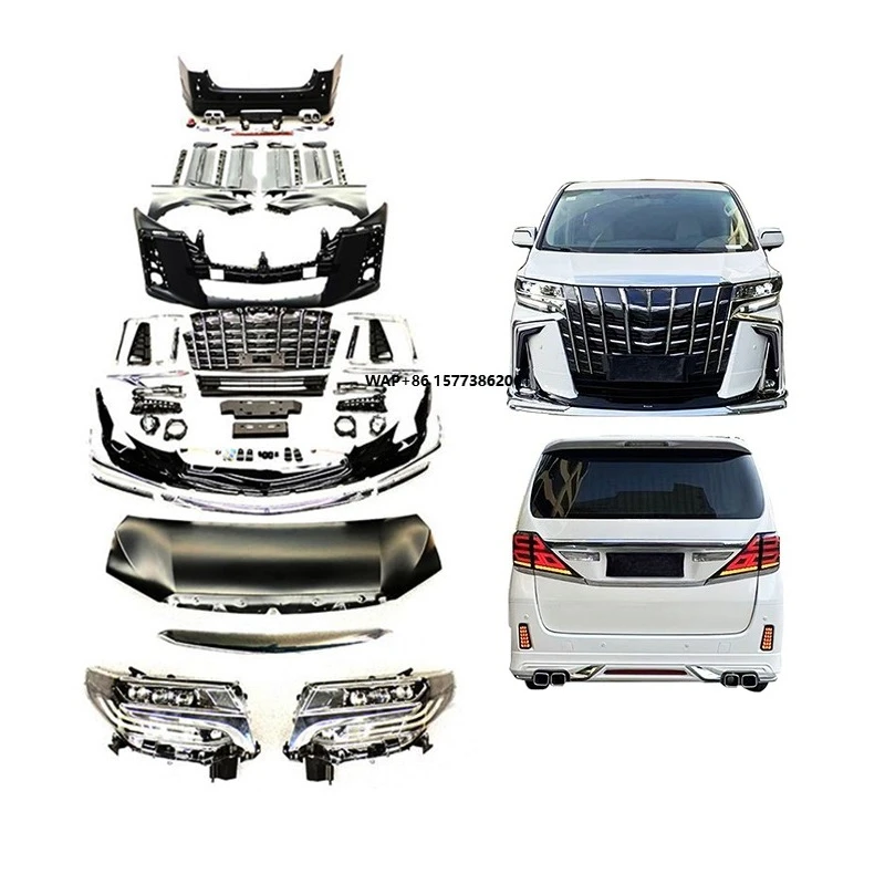

Upgrade 2018 LED Headlights Rear Bumper Front Bars Body Kit for Alphard 2008-2014 New Condition with Fog Light Cut-Outs