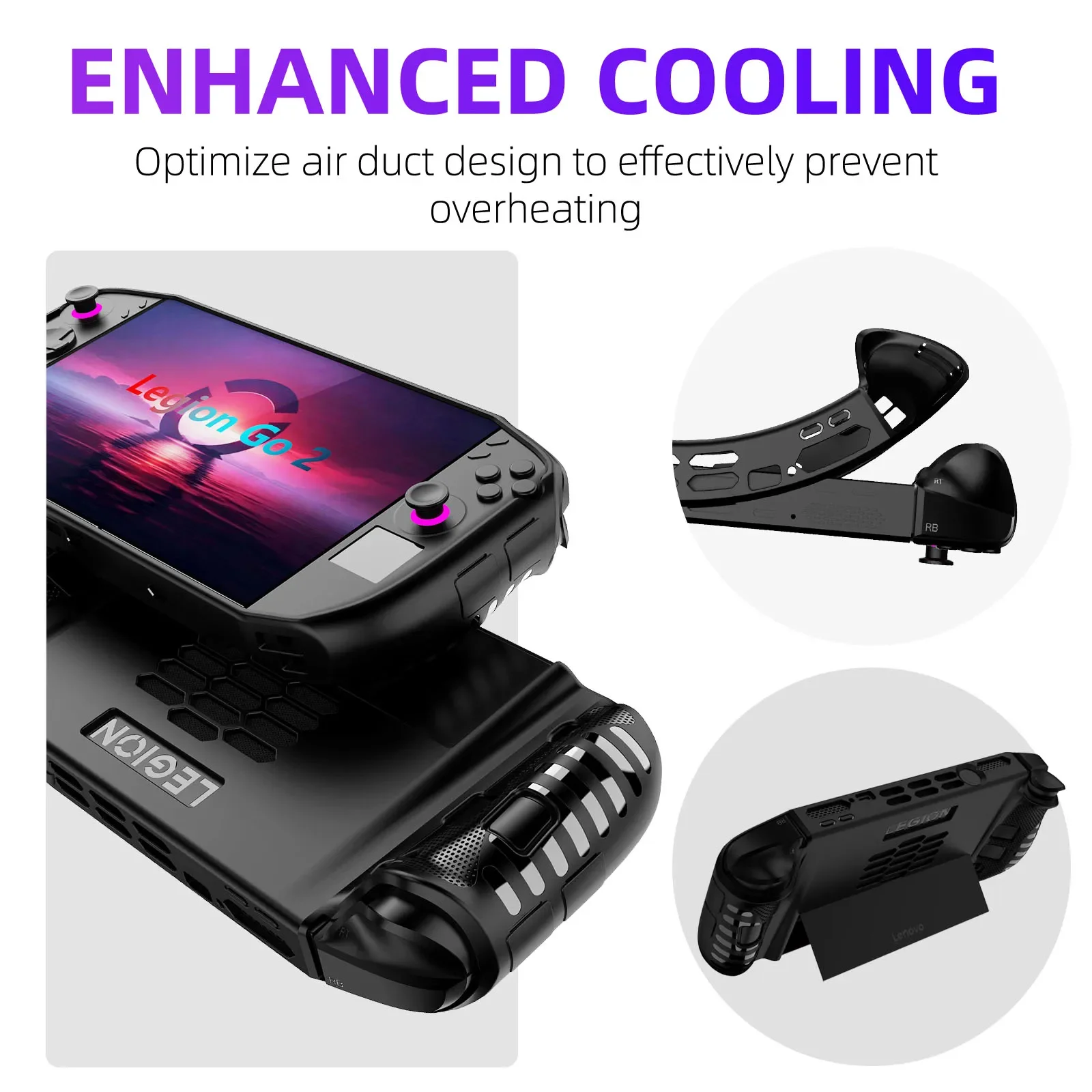 حافظة من مادة TPU لجهاز Lenovo Legion Go 2، غطاء حماية لوحدة التحكم في الألعاب بمقبض مريح مضاد للانزلاق، ملحقات حماية مقاومة للصدمات