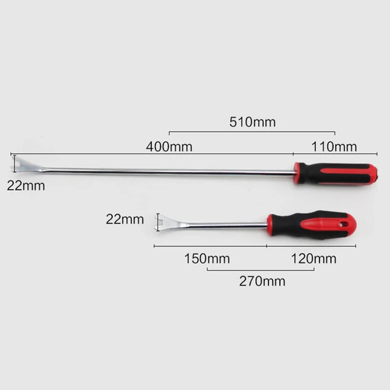 Ściągacz do klipsów paneli do drzwi samochodowych, narzędzie do demontażu automatycznych wykończeń o długości 510 mm / 270 mm z gumowym uchwytem, łatwe do demontażu łom długi