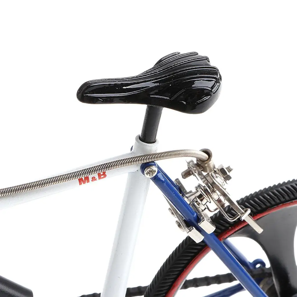 

Diecast Model 1 10 Alloy Bicycle Toy Blue White Racing Bike Miniatures Collectible for Hobby Display Kids Dollhouse