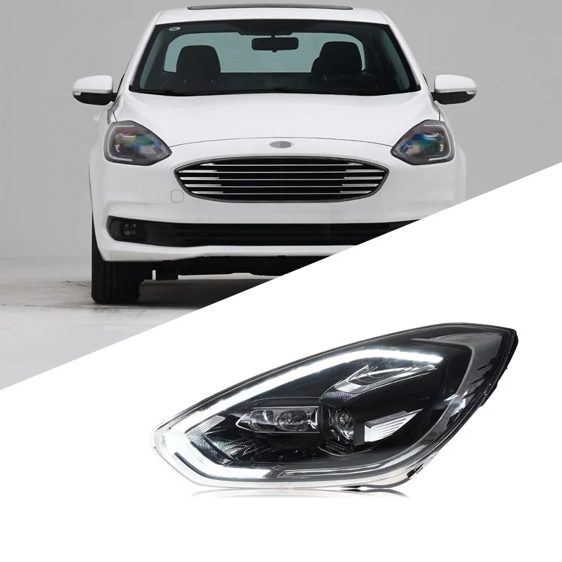 Suitable for Ford ESCORT 2019 headlight assembly modified LED daytime running lights running water turn lights xenon lights