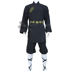 Black Shaolin Monk Robe Buddhist Kung fu Suit Tai chi Uniform Wing Chun Martial arts Karate Gis