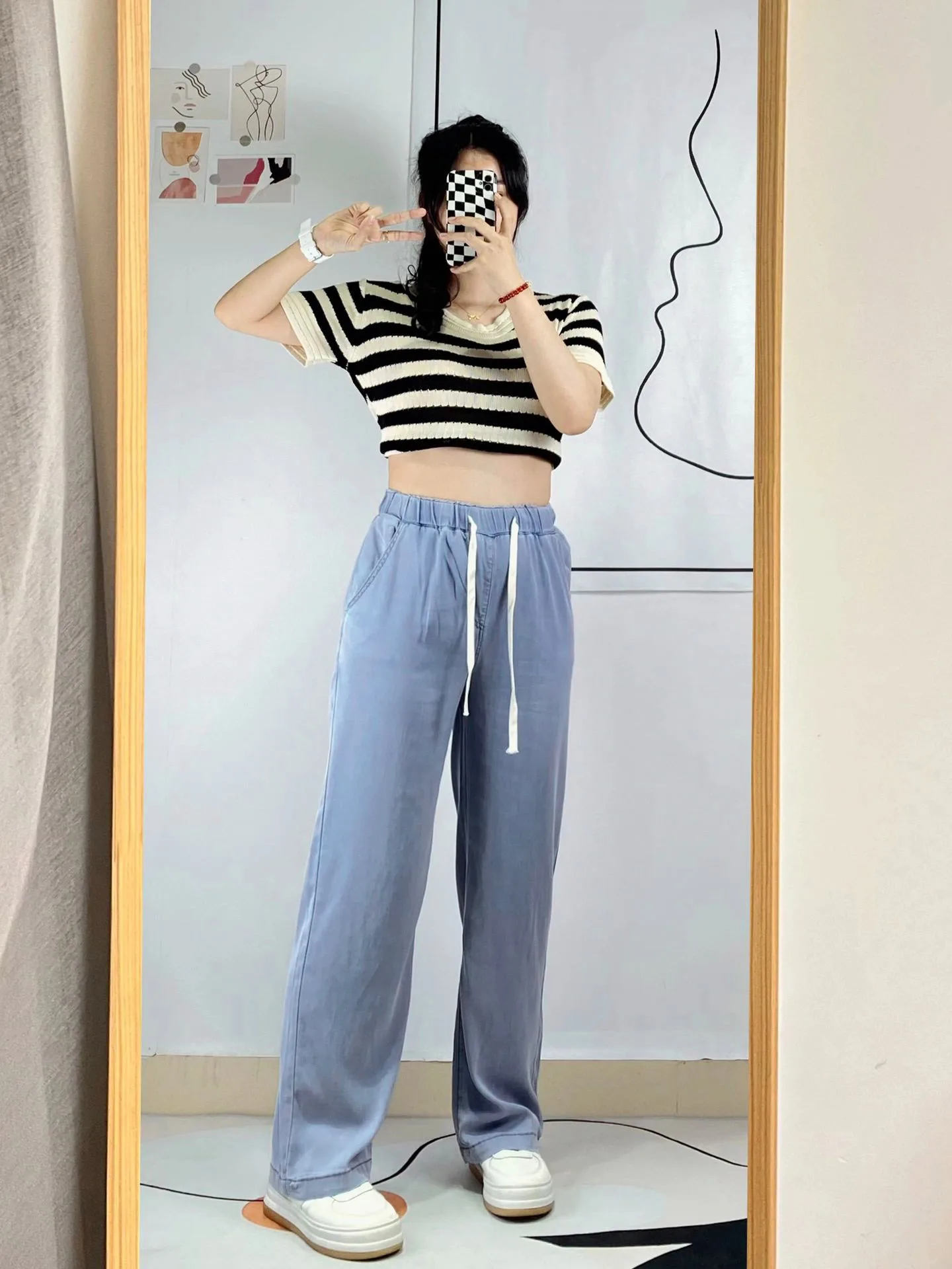 

Свободные джинсы с высокой талией из ледяного шелка, прямого кроя, в американском ретро-стиле, светло-голубые, для полных женщин, до 300 фунтов