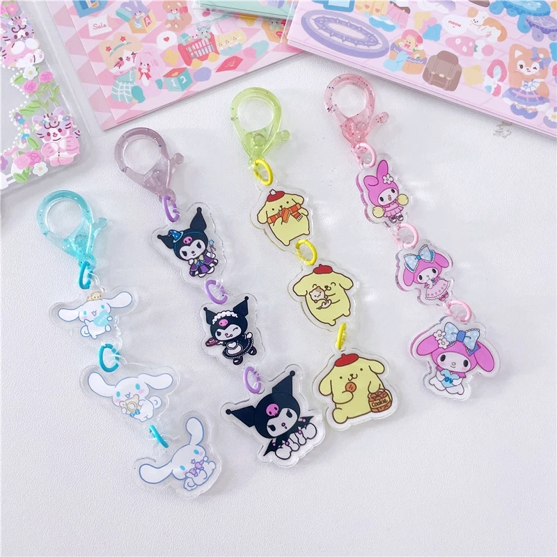 Cute Cartoon Keychain String Key Ring Chain Handbook Photo Album Backpack Pendant Girl Key Holder Kids Gift Korean Stationery