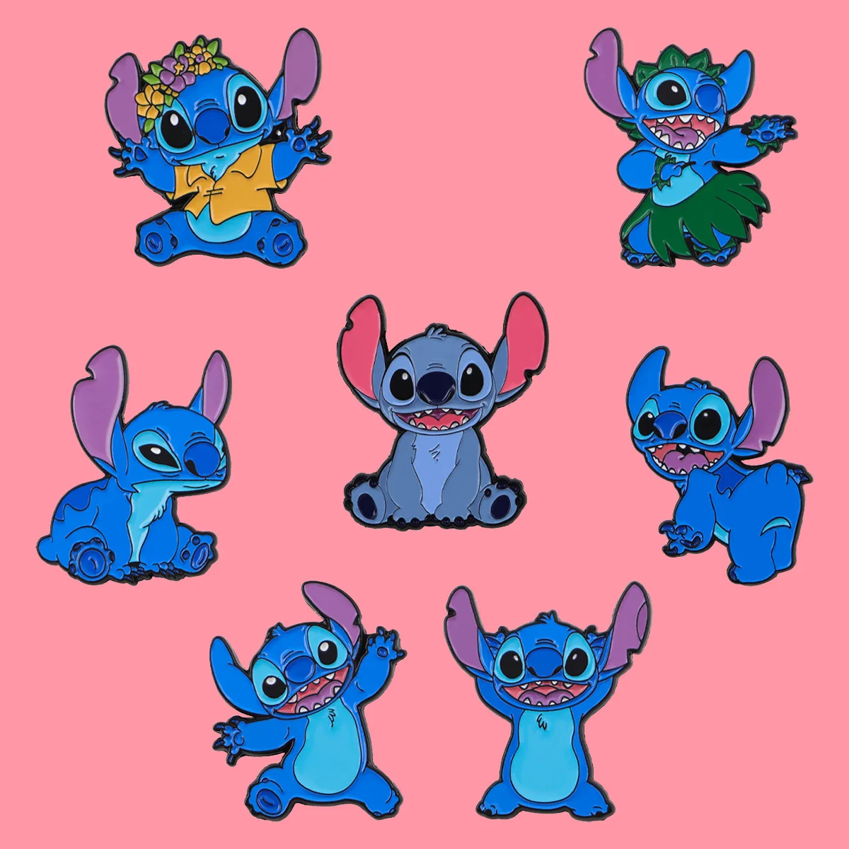 لطيف أنيمي غرزة المينا دبابيس الأزرق شخصيات كرتونية بروش التلبيب شارة بدبوس على ظهره الملابس والاكسسوارات هدايا مجوهرات الأزياء