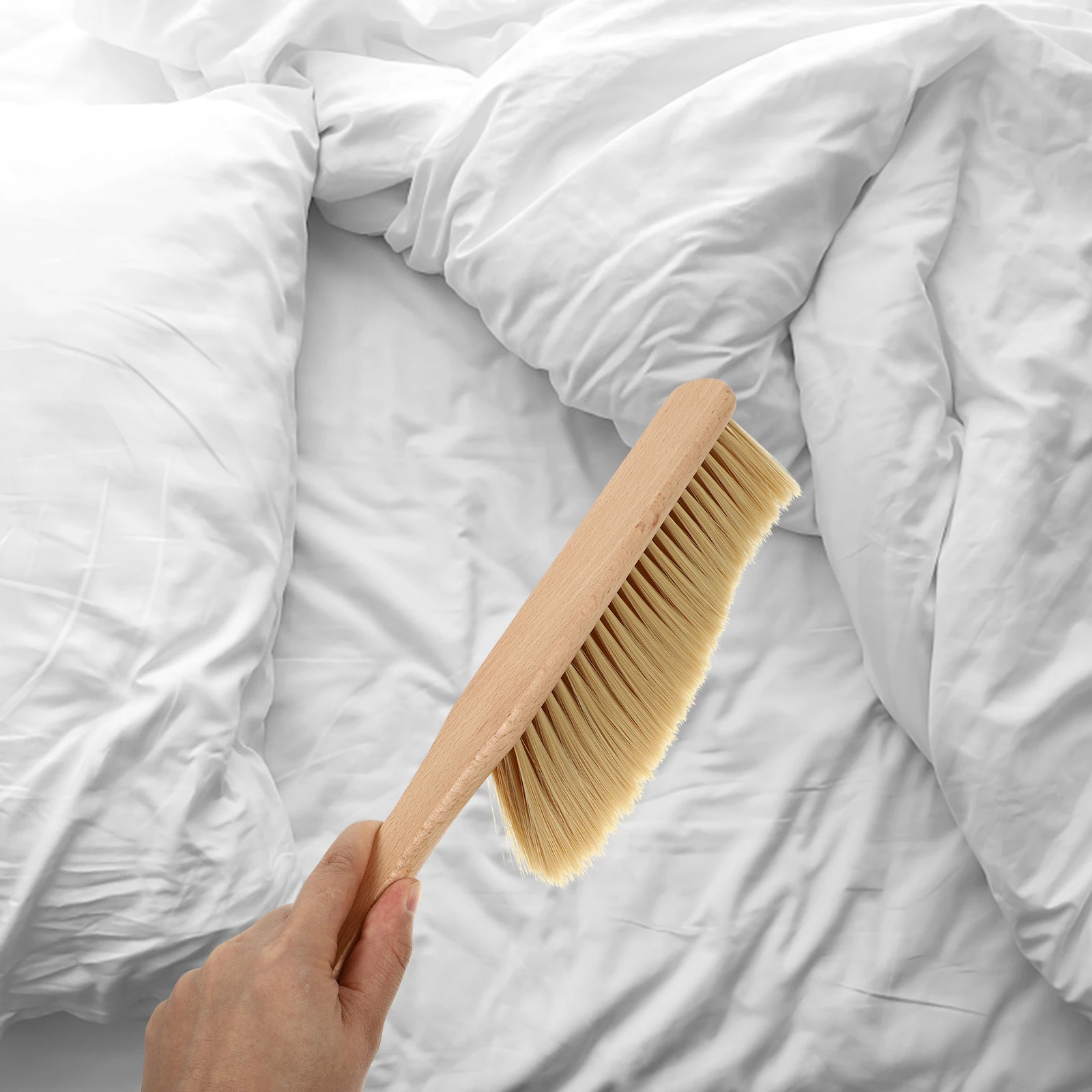

1pc Dust-Removing Bed Sheet Clothes Sofa Car Cleaning Tool Soft Bristle Durable Handle Home Gift Wood Pp Material Mini Size
