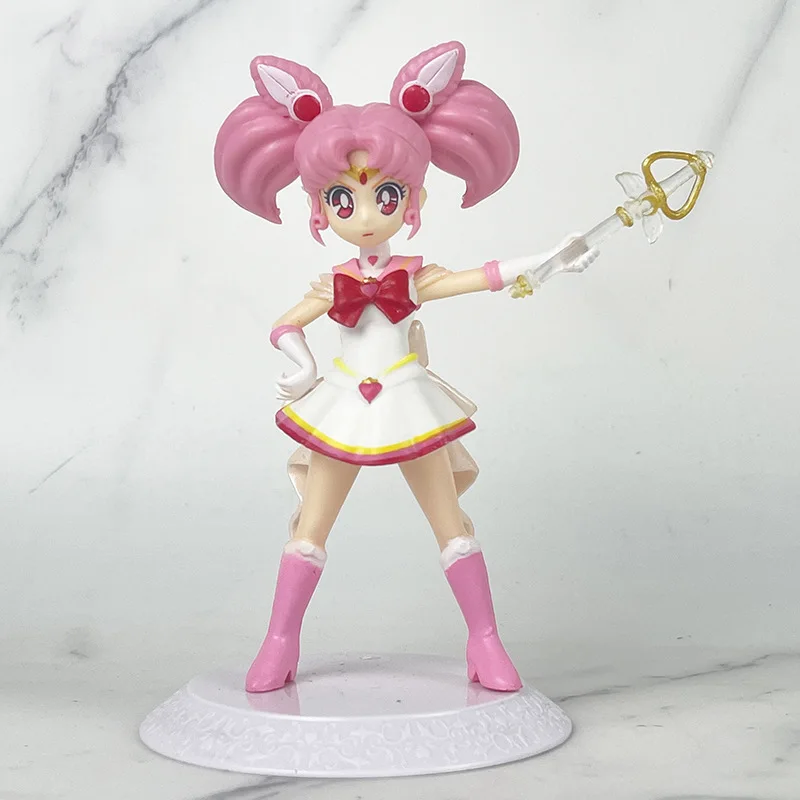 Kawaii Anime Sailor Moon Figures Tsukino Usagi Chibiusa Figur Pvc Toy Model Hand Made Anime Dolls Toys Gifts for Kid