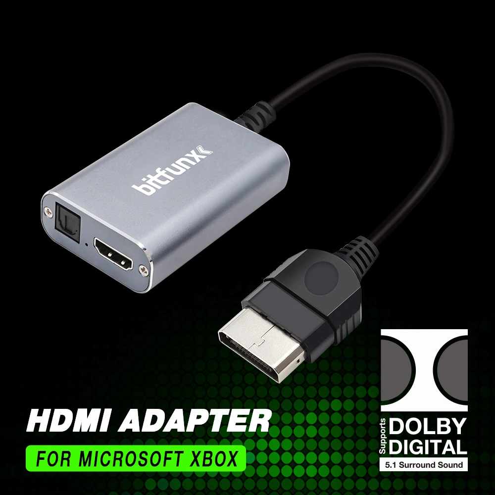 

Совместимый с HDMI адаптер Bitfunx для классических игровых консолей XBOX в стиле ретро, HD кабель подходит для цифрового объемного звука Dolby 5,1