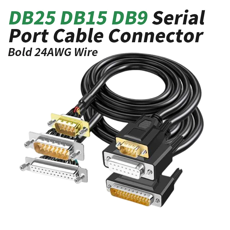 

DB25 DB15 DB9 Serial Port Cable Connector 24AWG 9Pin Male Female Panel Installation Wire 15 25 Pin Connection Line Cabinet Fixed