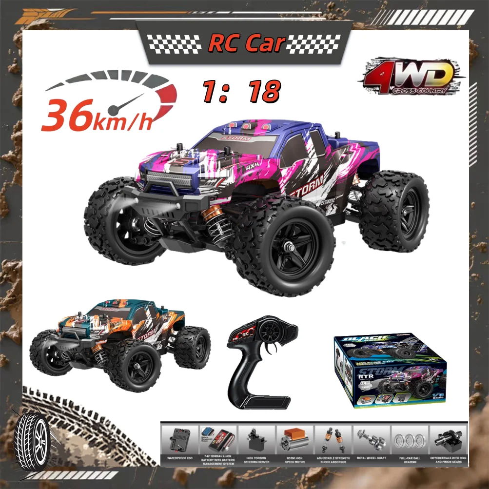

1/18 RC Car Radio Control Brushed All Terrain Off Road 4X4 High Speed 36km/h Suitable for Adults Beginner RC Enthusiasts Toys