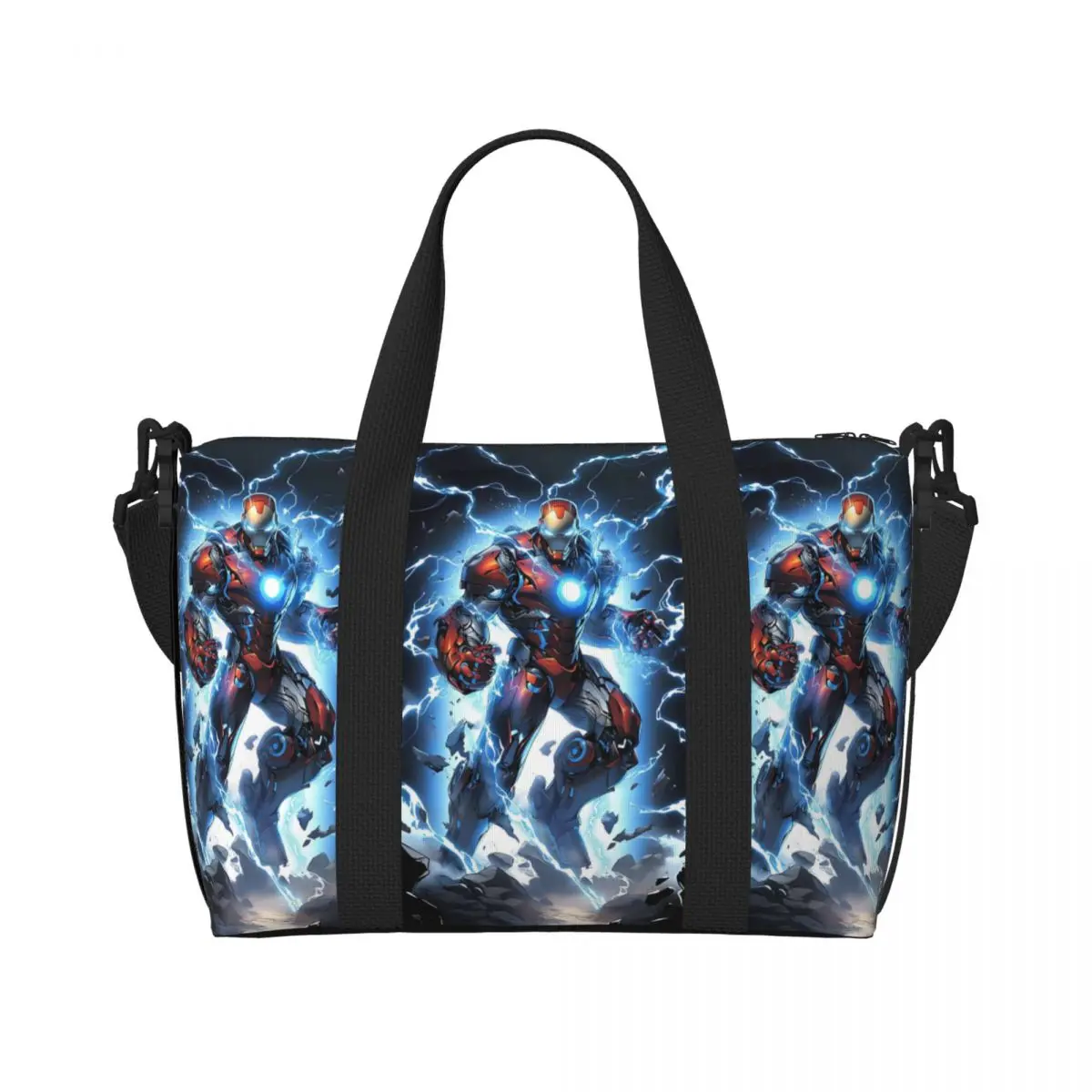 

Custom Iron Man Tote Bag for Women Large Capacity Hero Gym Beach Travel Bags