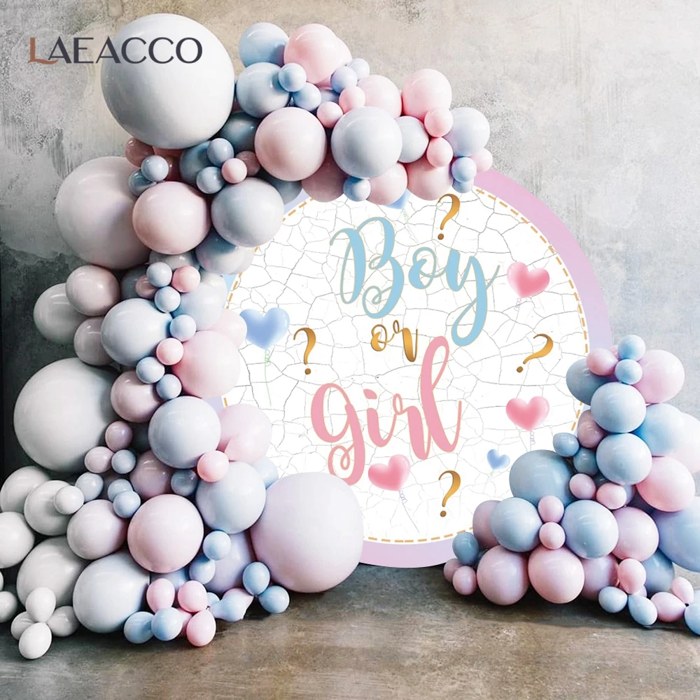 Custom Pink Blue Crack Boy Or Girl Gender Reveal Round Backgrounds Banner Photography Backdrops Photocall Circle Decor Props