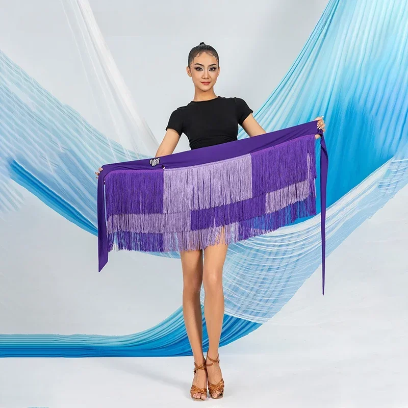 Women Latin Dance Skirt Tassels Fringes Dress Ballroom Salsa Samba Tango Layer Competition Performamnce Salsa Latin Fringe Skirt