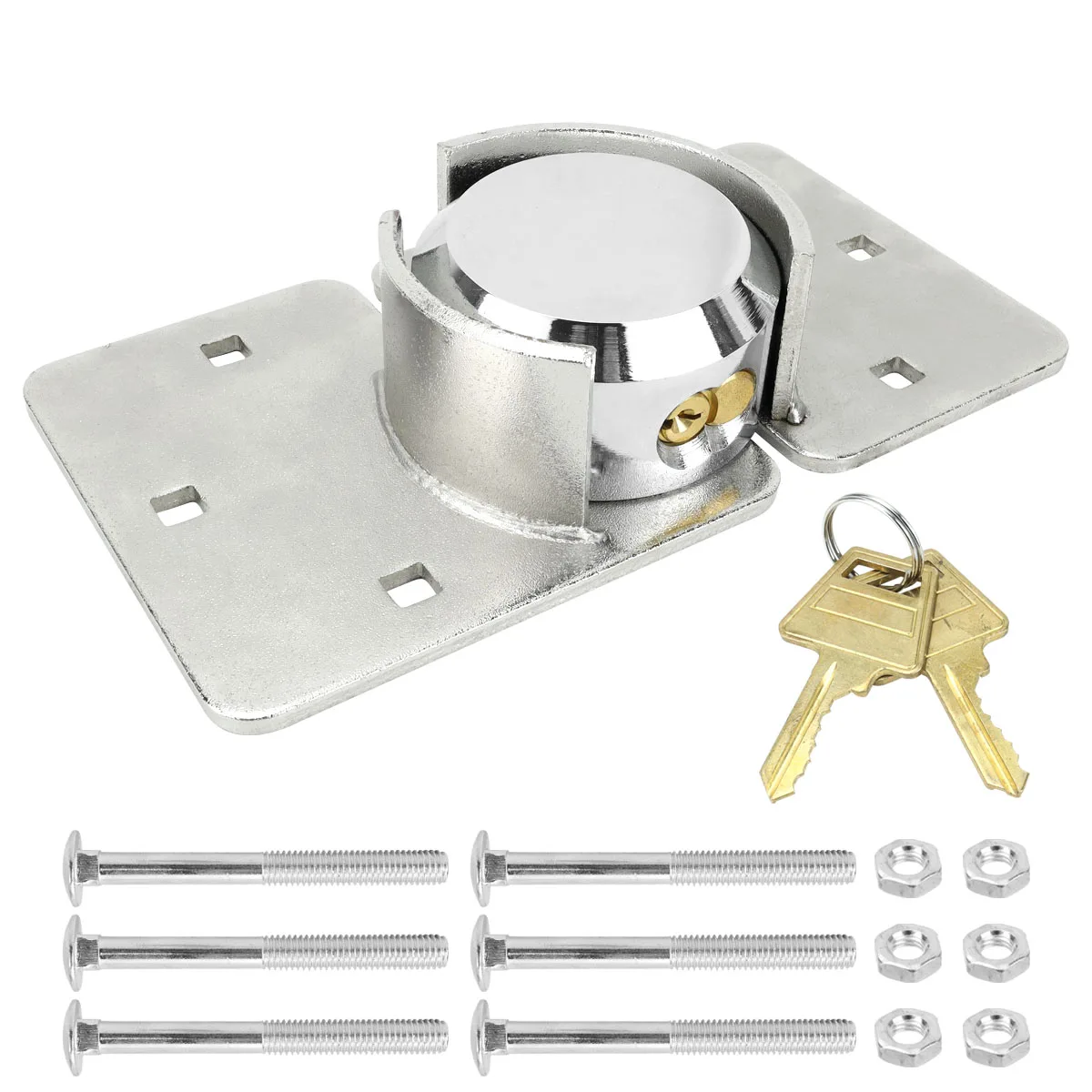 

Heavy Duty Puck Lock with Hasp, High Security Hidden Shackle Steel Padlock Keyed Alike for Truck Gate Van Vending