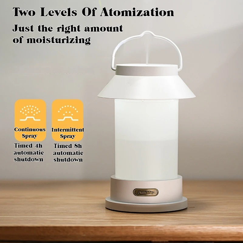 Air Humidifier Aroma Diffuser Retro Lantern  Household Desktop Quiet Mist Maker Portable Camping Light
