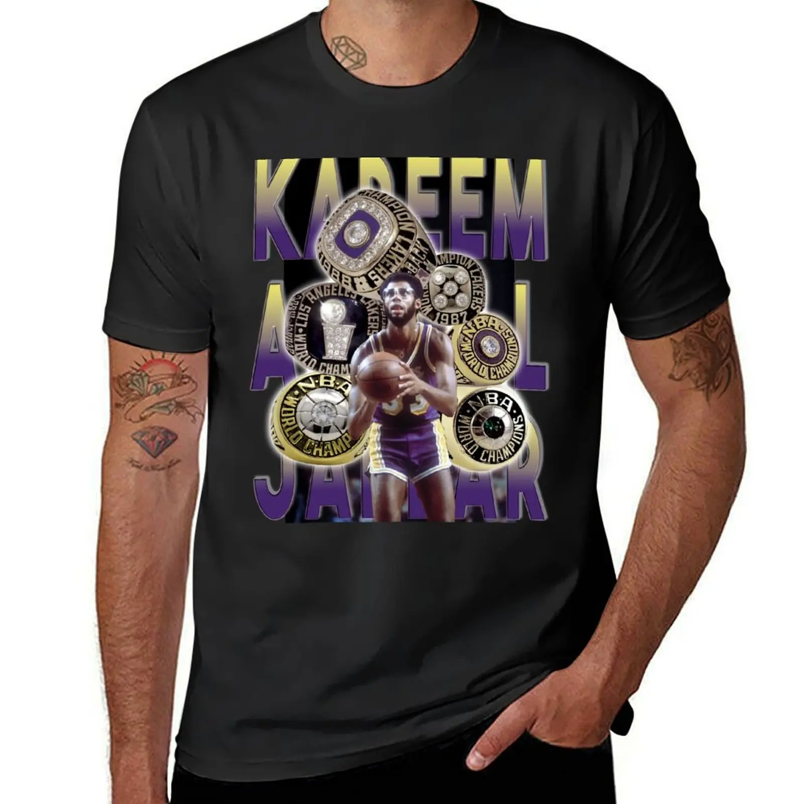 Kareem Rings TEXT T-Shirt plus sizes graphics plain t shirts men