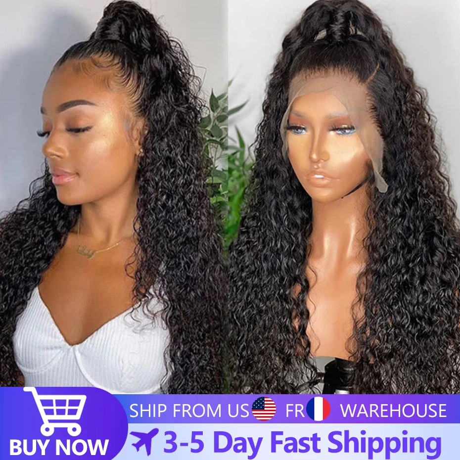 13x4 Kinky Curly Wig Lace Front Human Hair Wigs For Black Women Brazilian Transparent Lace Frontal Wig 180 200% Density Jarin