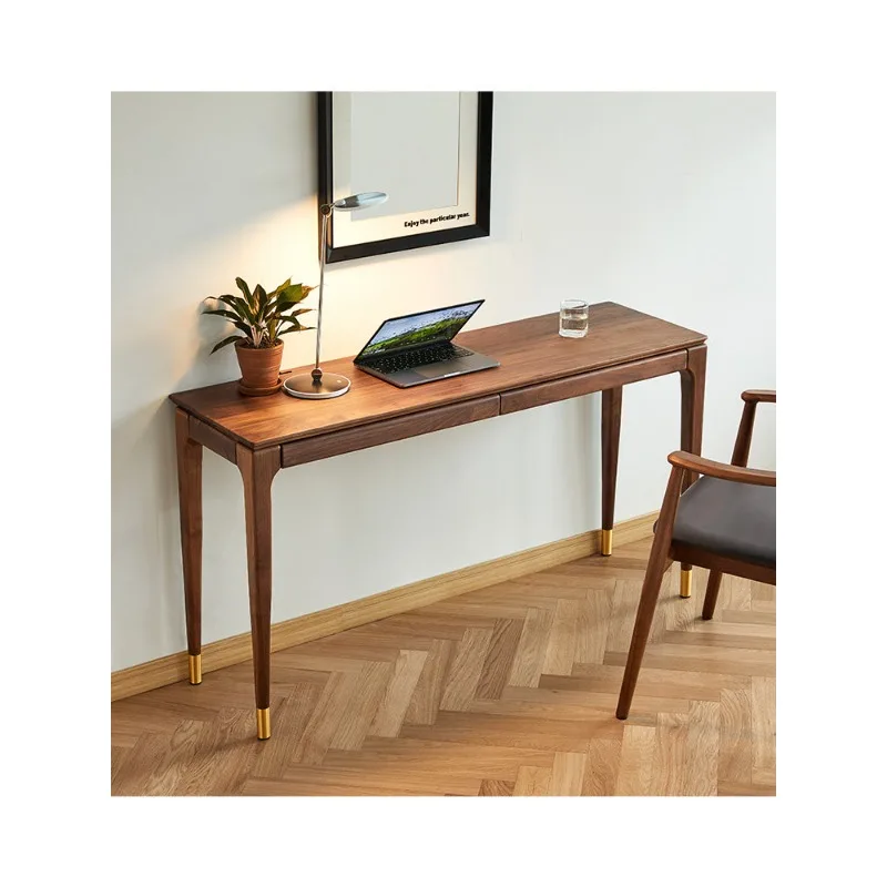 Nordic writing desk dresser computer narrow desk black walnut computer desk