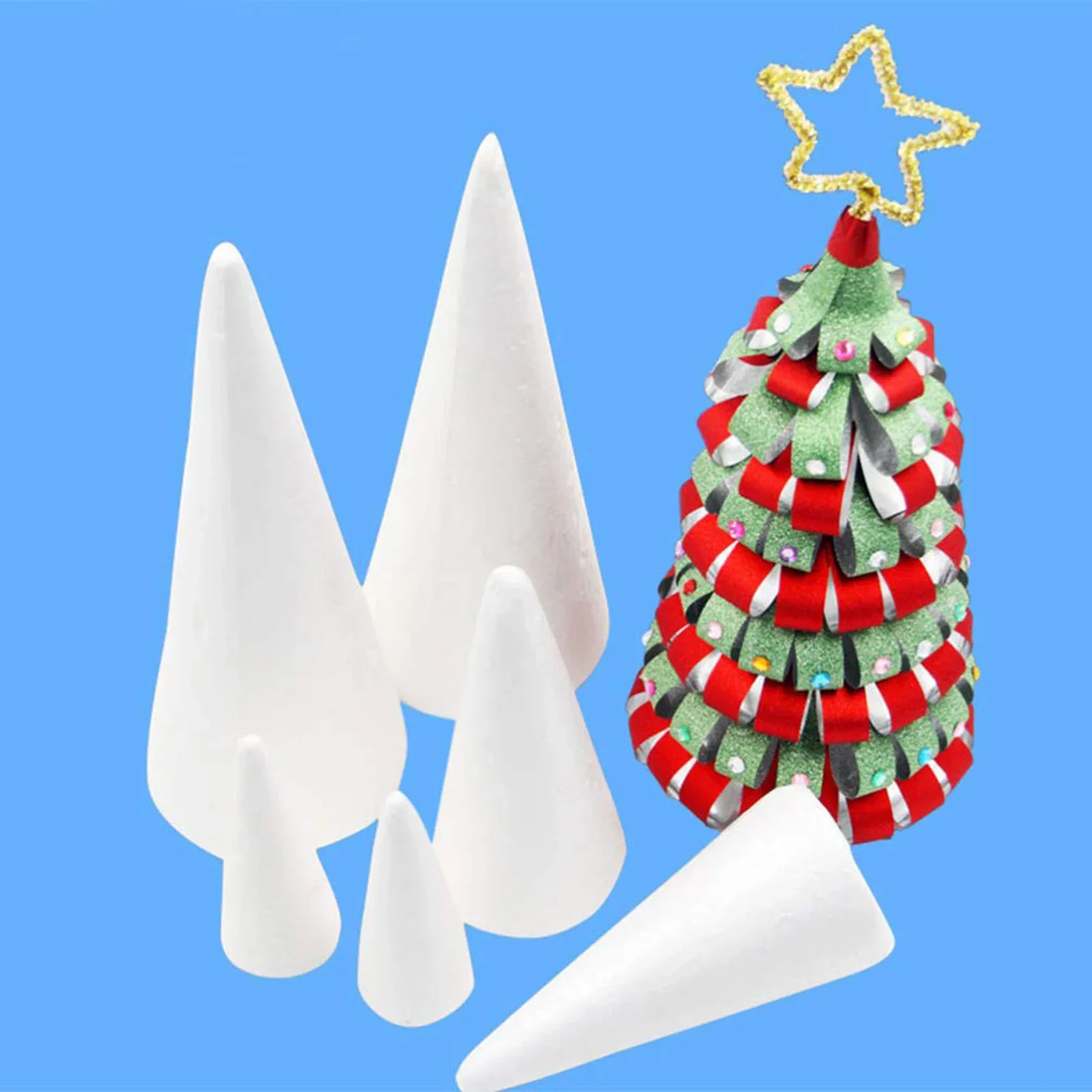 Foam Cones Polystyrene Foam Tip Cone For Crafts DIY Painting Triangle Tree Accessory Party Celebration Festival Decorations