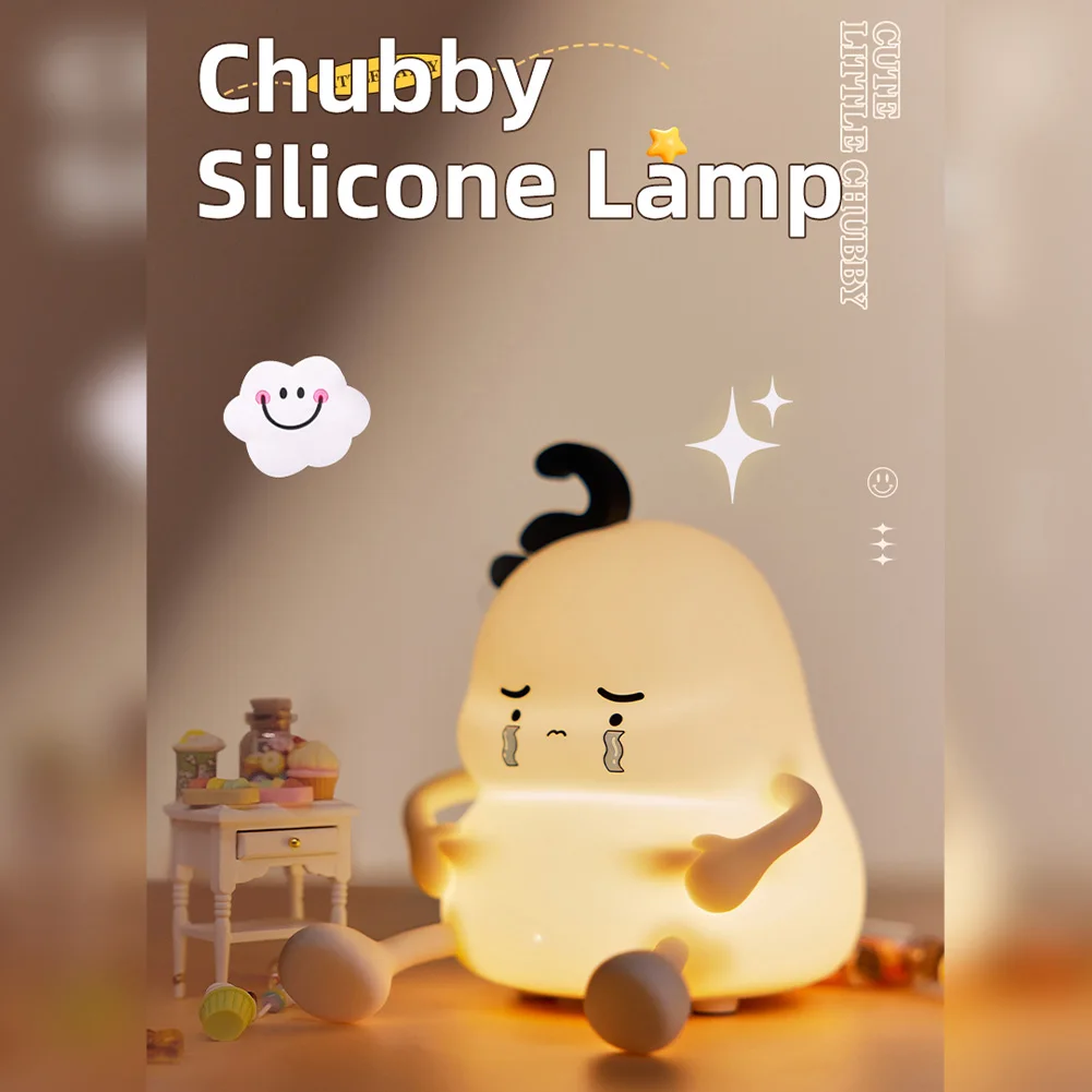 USB Recarregável Chubby Lamp for Kids, Dimmable Nursery Nightlight, Luz Noturna Bonito, 3 Nível, Temporizador de 30 Minutos, Decoração do quarto do bebê, Novo