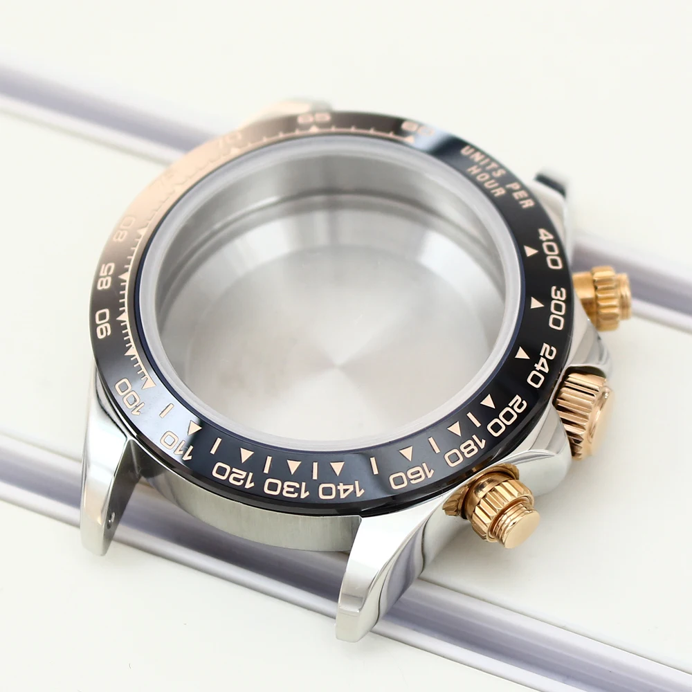 Roségold VK63 Gehäuse 39mm Massives Edelstahl-Uhrengehäuse mit Saphirglas für VK63 Uhren Automatikwerk Zubehör – Detail 2