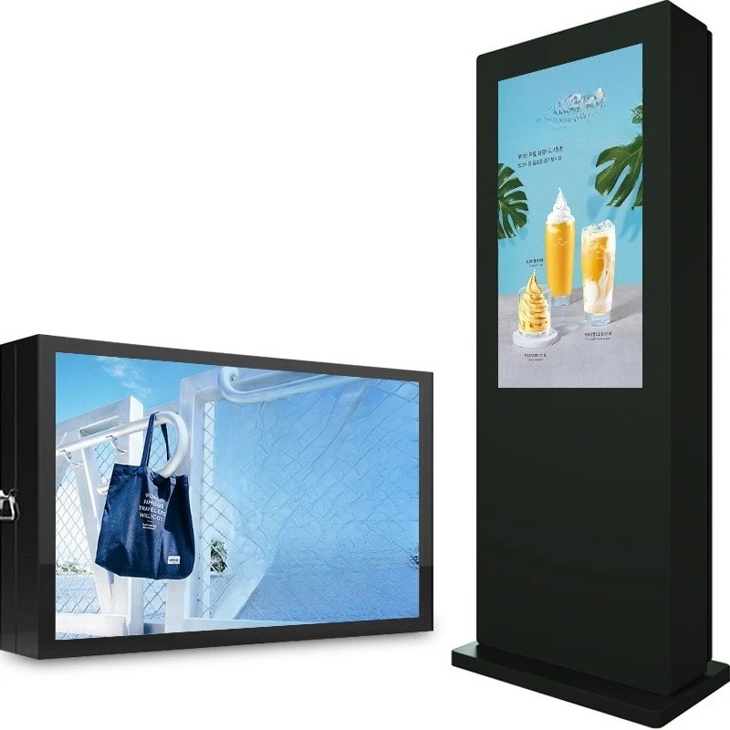 49/55/65/75 بوصة آلة إعلانات خارجية مقاومة للماء شاشة LCD عمودية تعمل باللمس الكل في واحد في الهواء الطلق #1