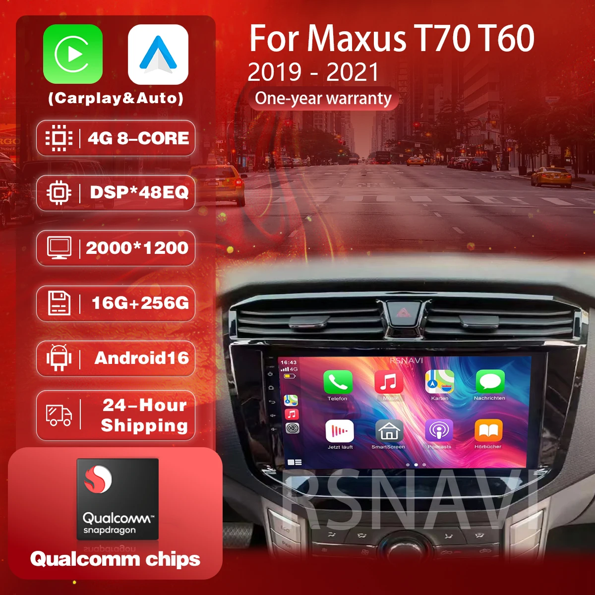 Plug and Play Android 16 Carplay Car Radio For Maxus T70 T60 MG Extender LDV D20 2019-2021 Navigation 2K Video Player Multimedia