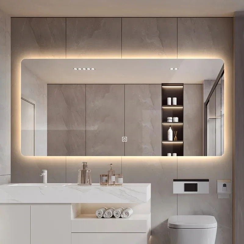 Modern Design LED Smart Lighted Bathroom Vanity Mirror Factory Direct Sale Touch Switch Control Demister Wall Illuminated