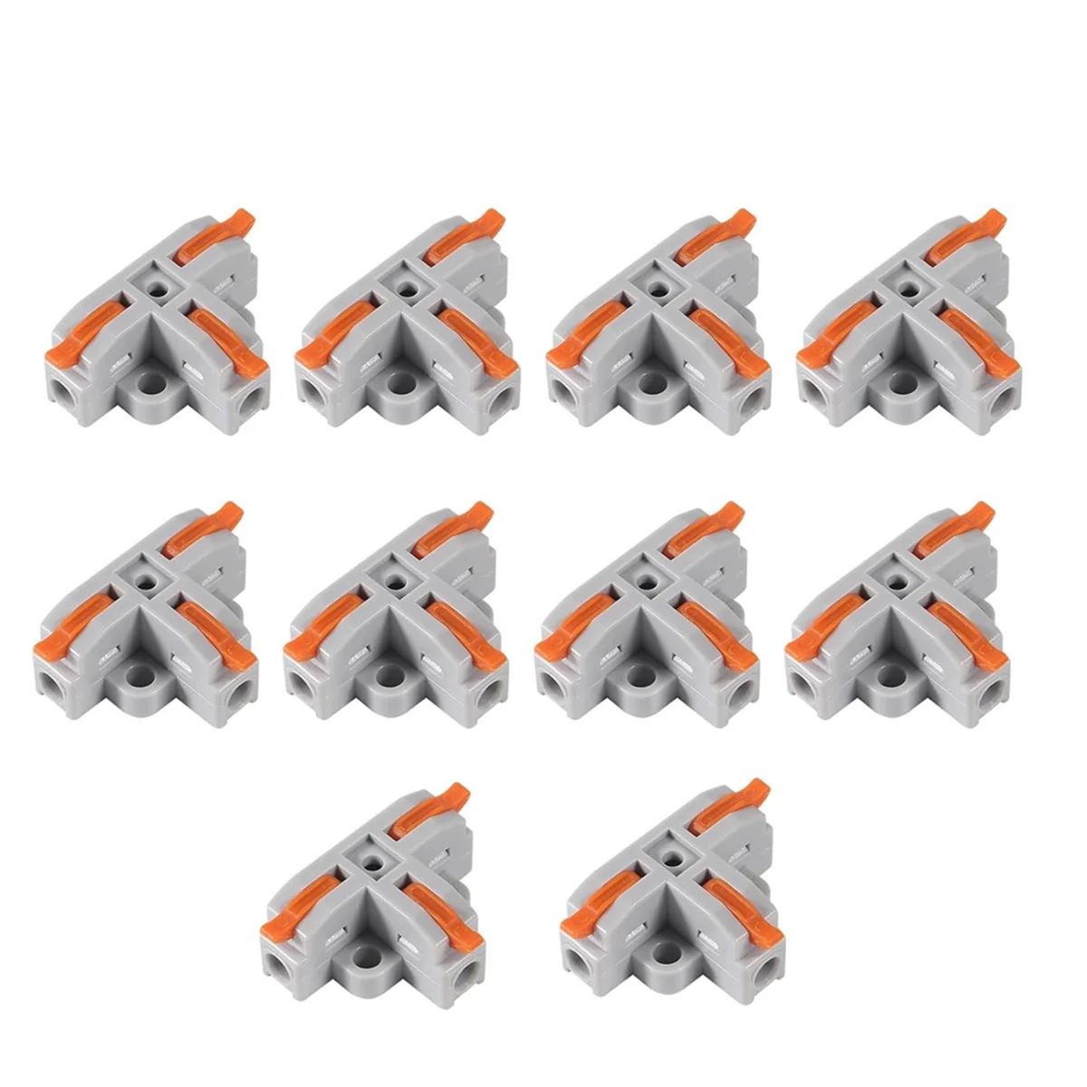 A002 10 ชิ้นสายไฟขนาดกะทัดรัดตัวเชื่อมต่อ, T - Shape Lever Nut ขั้วต่อสายไฟ, Quick Splitter 3 Way ตัวเชื่อมต่อไฟฟ้า