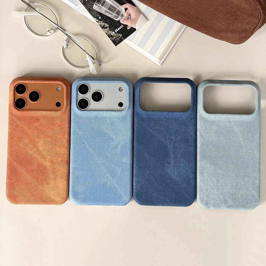 Denim Jeans Phone Case for iPhone 17 Air 16 15 Plus 14 13 12 Pro Max 11 Cloth Back Fashion Cellphone Bumper Ultra Thin Cover