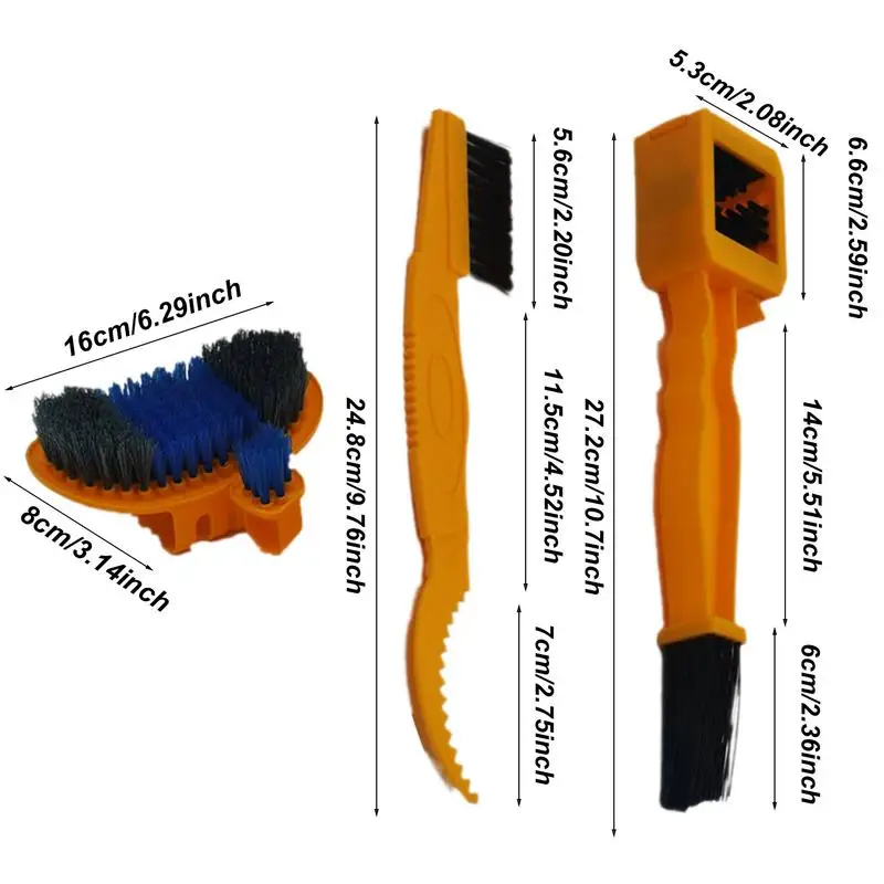 Для справки по описанию мотоциклетной цепной передачи, щетки для очистки грязи, эффективные 3-х шт., щетки для чистки и тряпки для чистки велосипедов