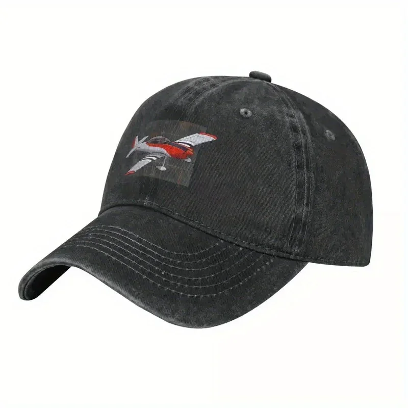 Vans Aircraft RV-8 Aviation-Themed Baseball Cap for Men & Women - Red & White Airplane Design, Durable Textile Material, Machine