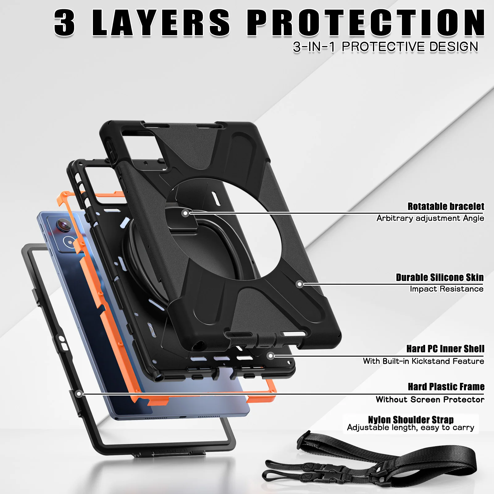 360 Rotation Heavy Duty Kids Safe Case for Lenovo Tab K11 Plus 2024 TB352FU TB352XU 11.45 inch Stand Back Cover