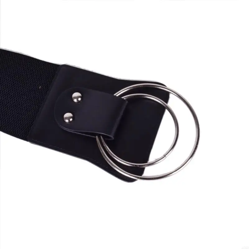 حزام خصر عريض فاخر وحزام مطاطي قابل للتعديل يتميز بتفاصيل دائرة معدنية لحفلات السهرة وحفلات الزفاف #3